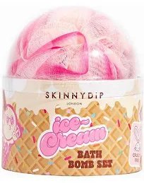 Skinnydip London Loofah and Ice Cream Bath Bomb Gift Set